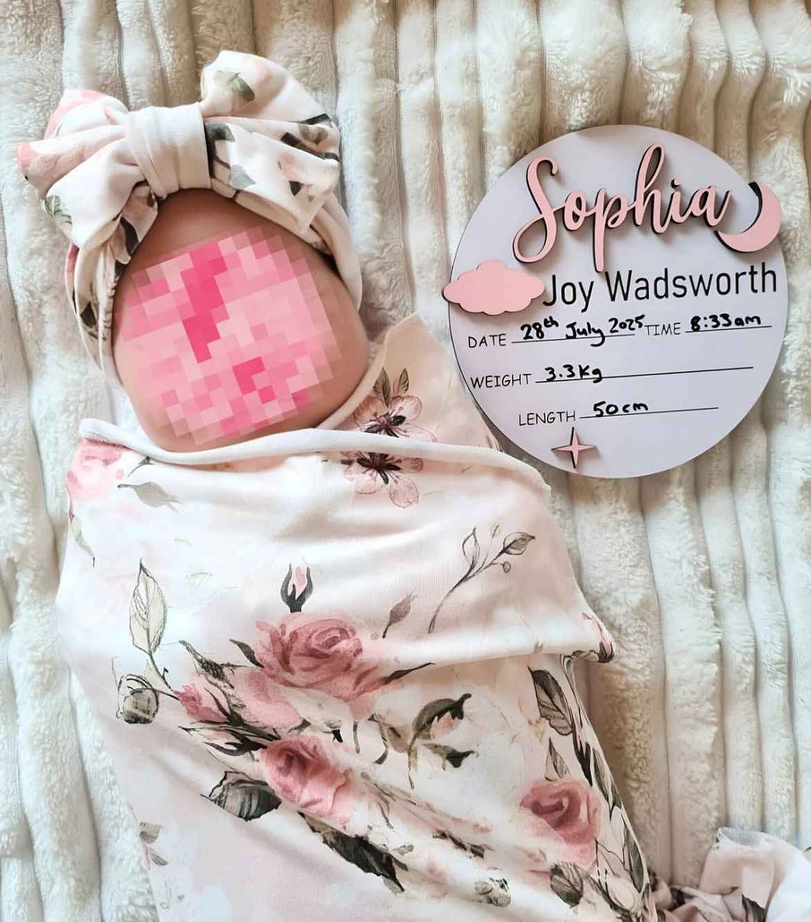 Personalised Baby Birth Announcement Plaque