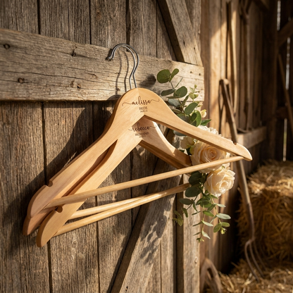 Personalised Engraved Wooden Wedding Hanger - Uncharted Laser