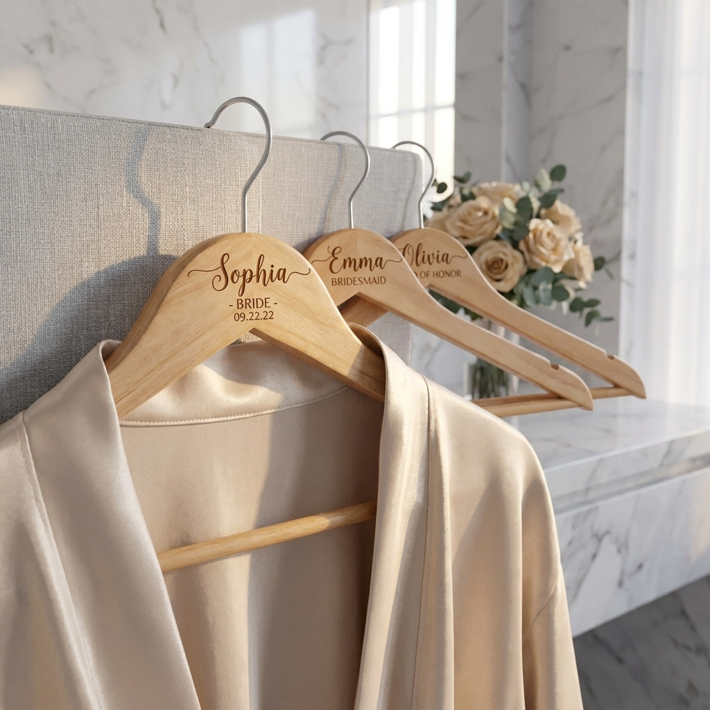 Personalised Engraved Wooden Wedding Hanger - Uncharted Laser