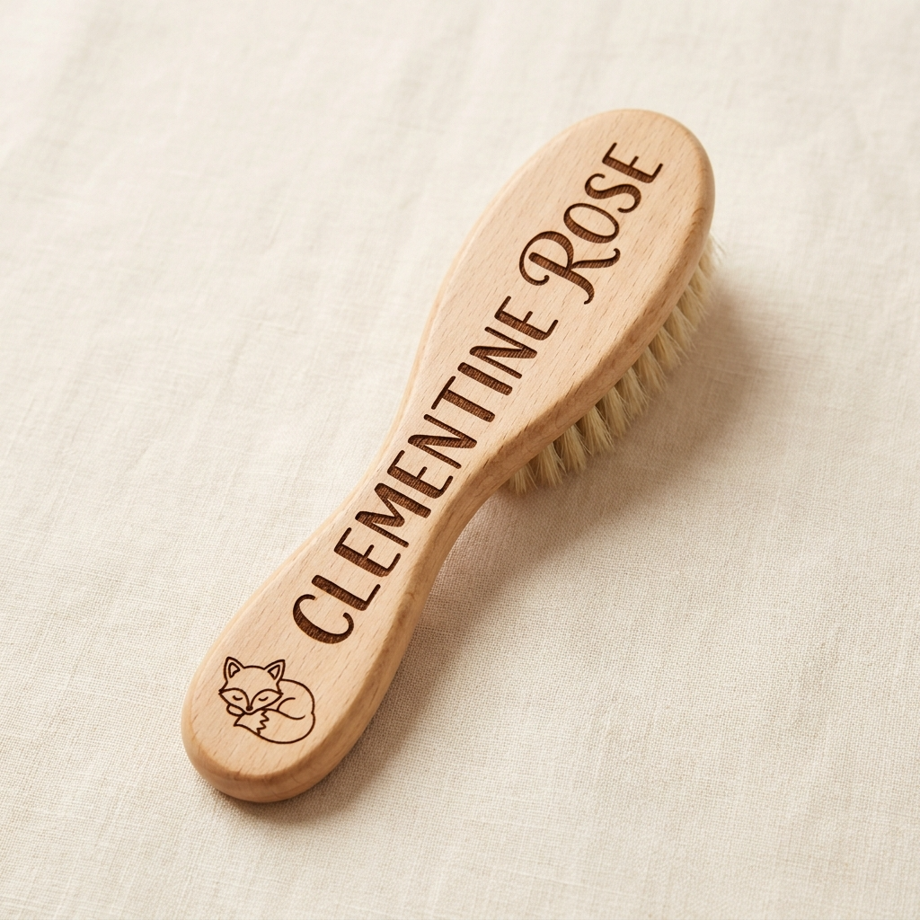 Personalised Wooden Baby Brush - Uncharted Laser